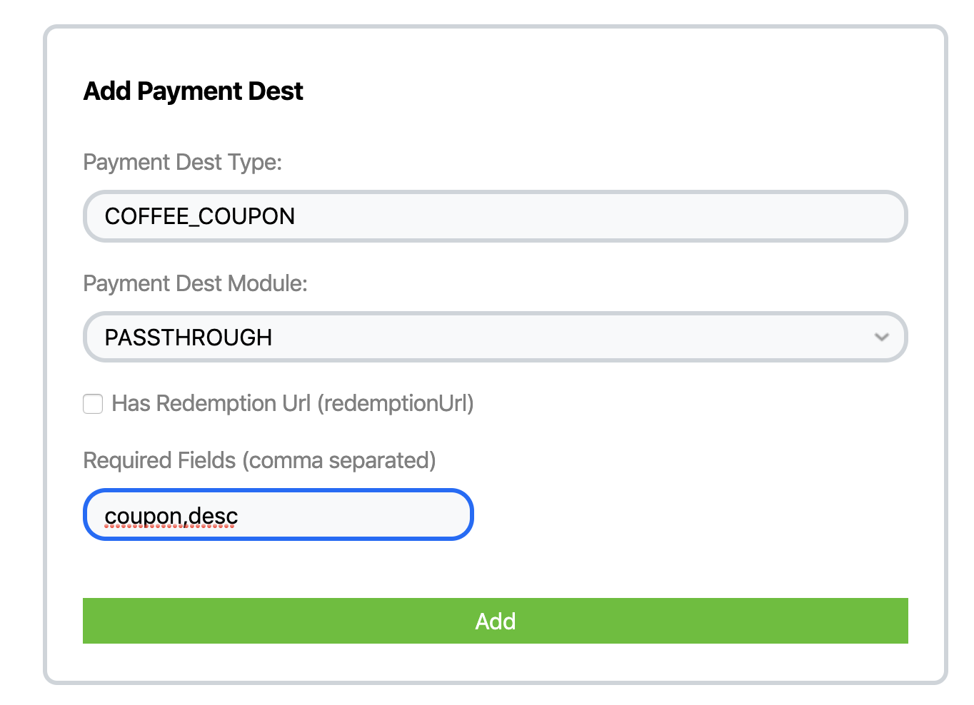 Payment Config